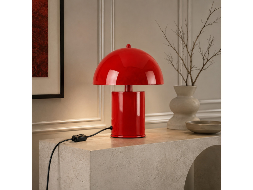 Lámpara de mesa de metal «Pera» - 26 x 26 cm - Roja