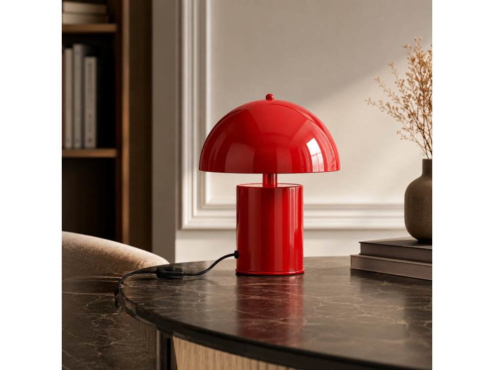 Lámpara de mesa de metal «Pera» - 26 x 26 cm - Roja