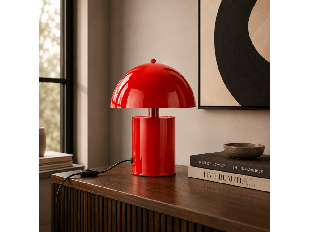 Lámpara de mesa de metal «Pera» - 26 x 26 cm - Roja