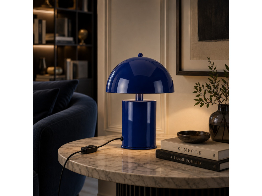 Lámpara de mesa de metal «Pera» - 26 x 26 cm - Azul marino