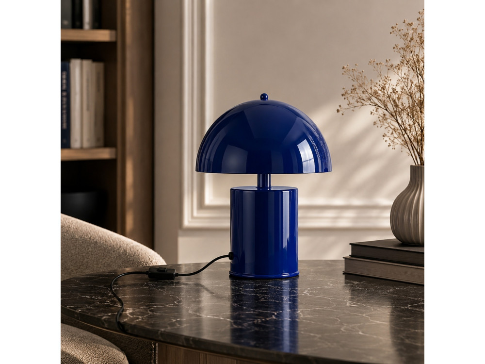 Lámpara de mesa de metal «Pera» - 26 x 26 cm - Azul marino
