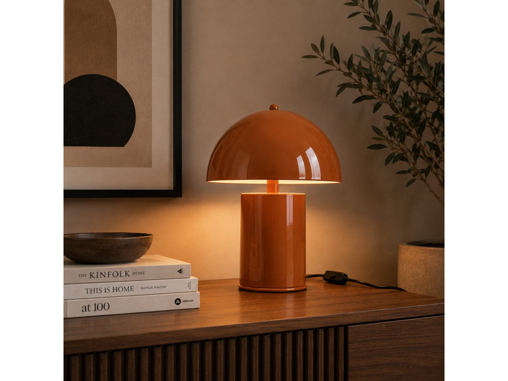 Lámpara de mesa de metal «Pera» - 26 x 26 cm - Naranja