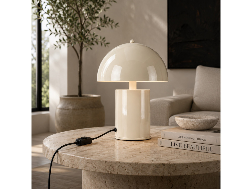 Lámpara de mesa de metal «Pera» - 26 x 26 cm - Beige
