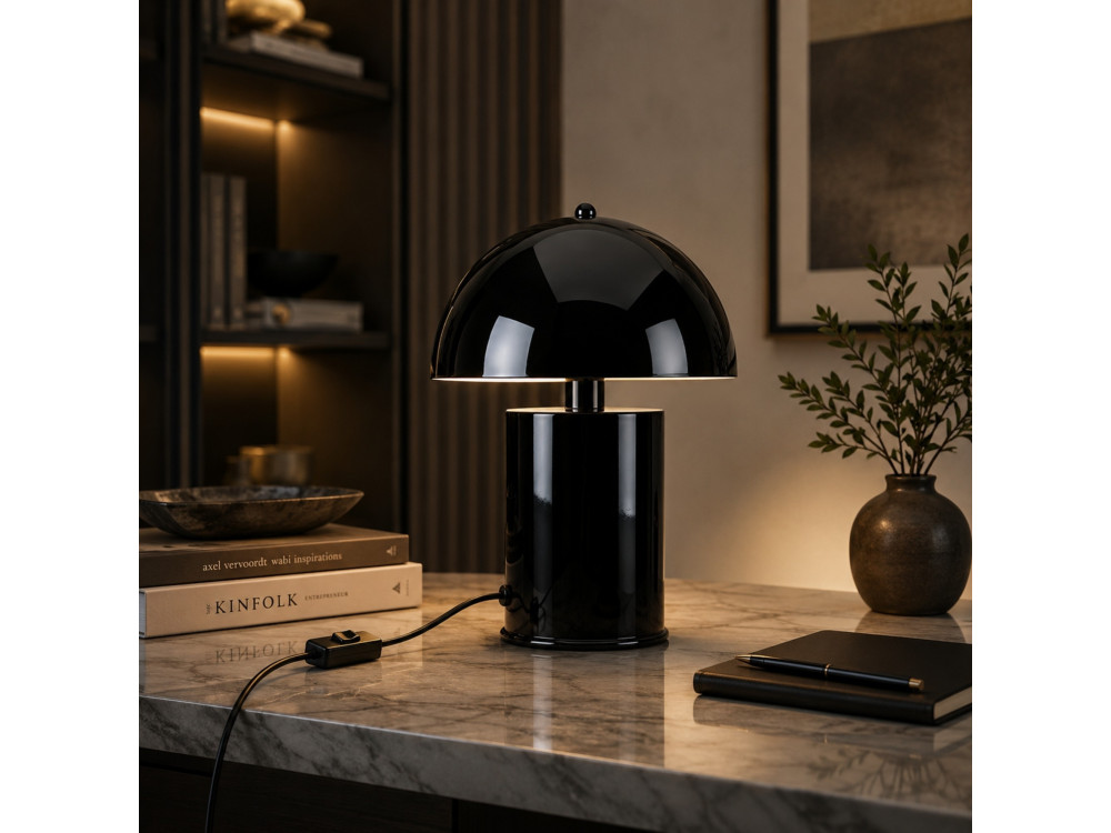 Lámpara de mesa de metal «Pera» - 26 x 26 cm - Negro