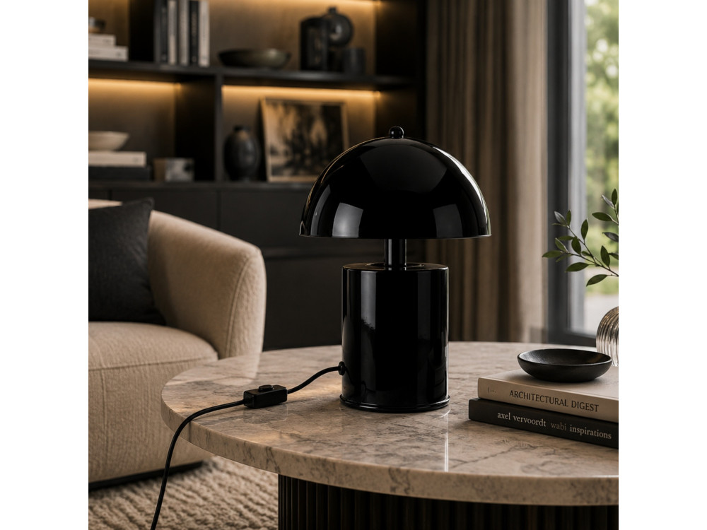 Lámpara de mesa de metal «Pera» - 26 x 26 cm - Negro