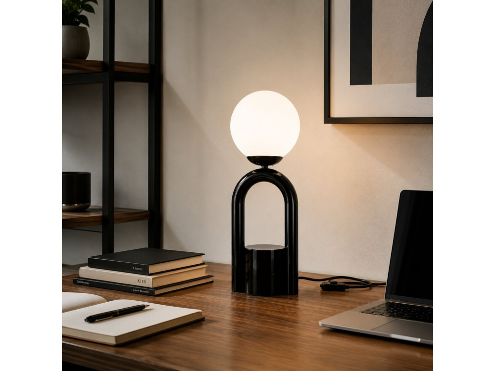 Lámpara de mesa de metal «Loop» - 15 x 15 cm - Negro