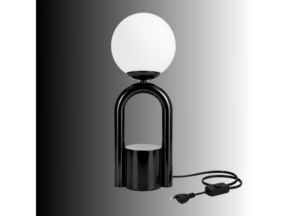 Lámpara de mesa de metal «Loop» - 15 x 15 cm - Negro