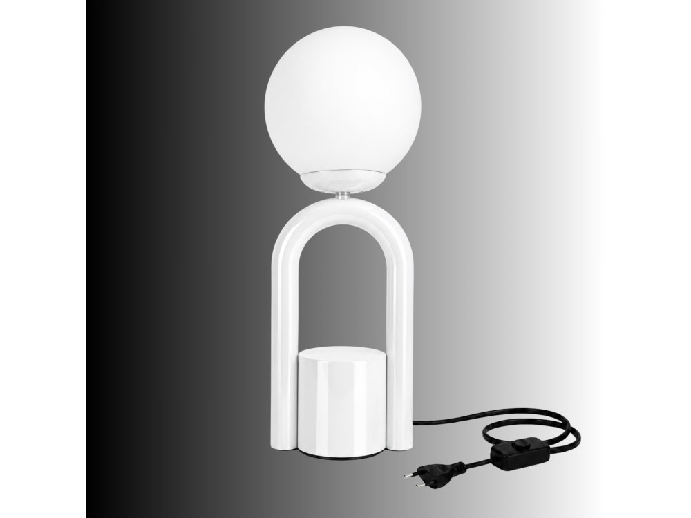 Lámpara de mesa de metal «Loop» - 15 x 15 cm - Blanca