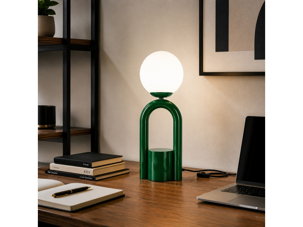 Lámpara de mesa de metal «Loop» - 15 x 15 cm - Verde oscuro