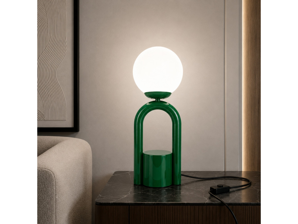 Lámpara de mesa de metal «Loop» - 15 x 15 cm - Verde oscuro