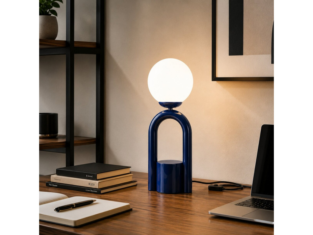 Lámpara de mesa de metal «Loop» - 15 x 15 cm - Azul