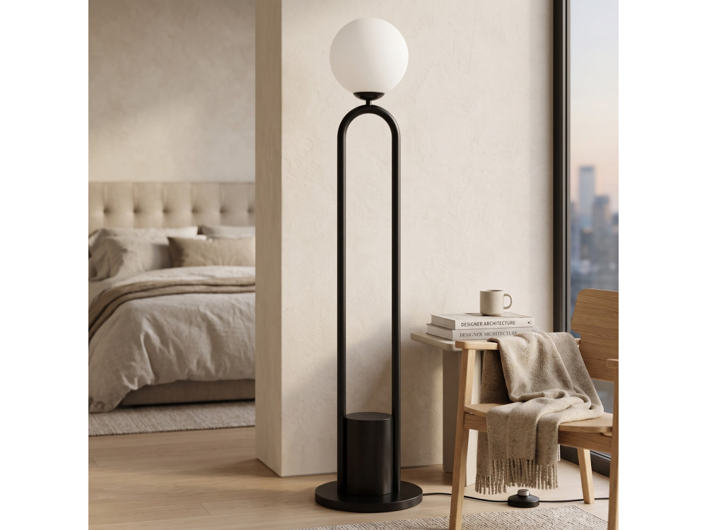 Lámpara de pie de metal «Loop» - 30 x 30 cm - Negro