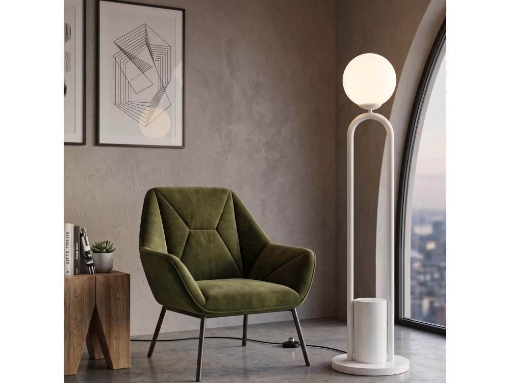Lámpara de pie de metal «Loop» - 30 x 30 cm - Blanca
