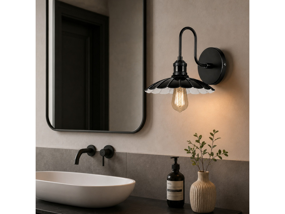 Aplique de pared de metal «Volan» - 25 x 30 cm - Negro