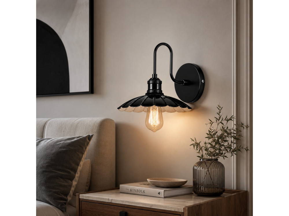 Aplique de pared de metal «Volan» - 25 x 30 cm - Negro