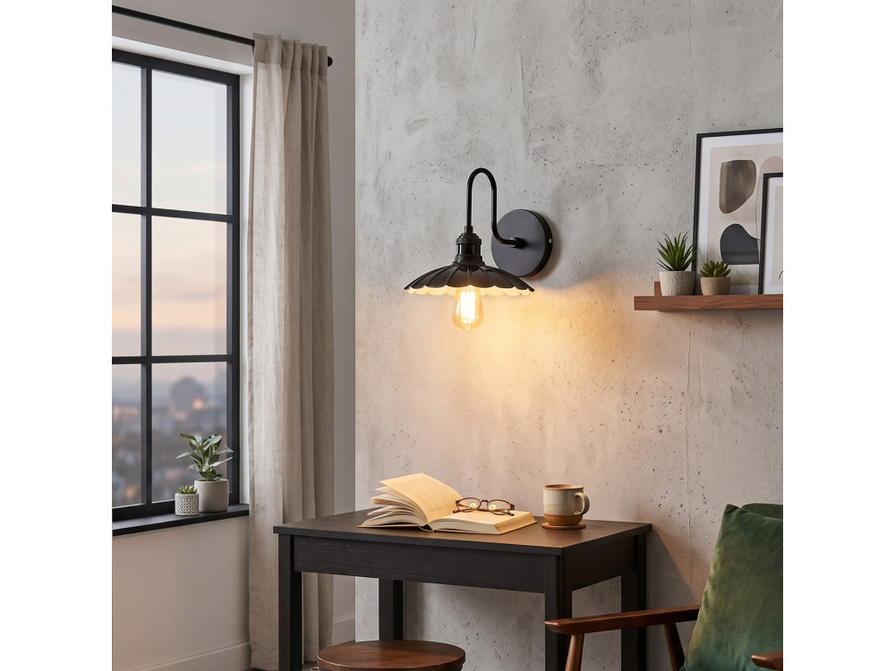 Aplique de pared de metal «Volan» - 25 x 30 cm - Negro