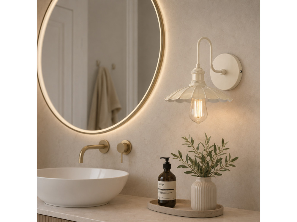 Aplique de pared de metal «Volan» - 25 x 30 cm - Beige