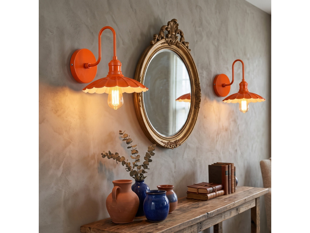 Aplique de pared de metal «Volan» - 25 x 30 cm - Naranja