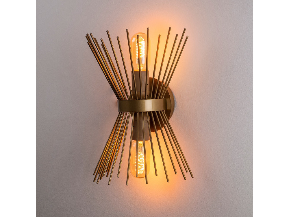 Aplique de pared de metal «Kirpi» - 23 x 23 cm - Dorado