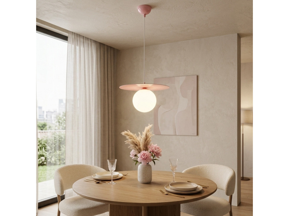 Lámpara colgante de metal «Vesper» - 40 x 40 cm - Rosa