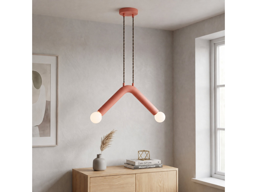 Lámpara colgante de metal «Balance» - 33 x 15 cm - Rosa