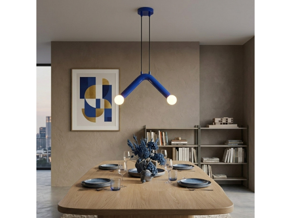 Lámpara colgante de metal «Balance» - 33 x 15 cm - Azul