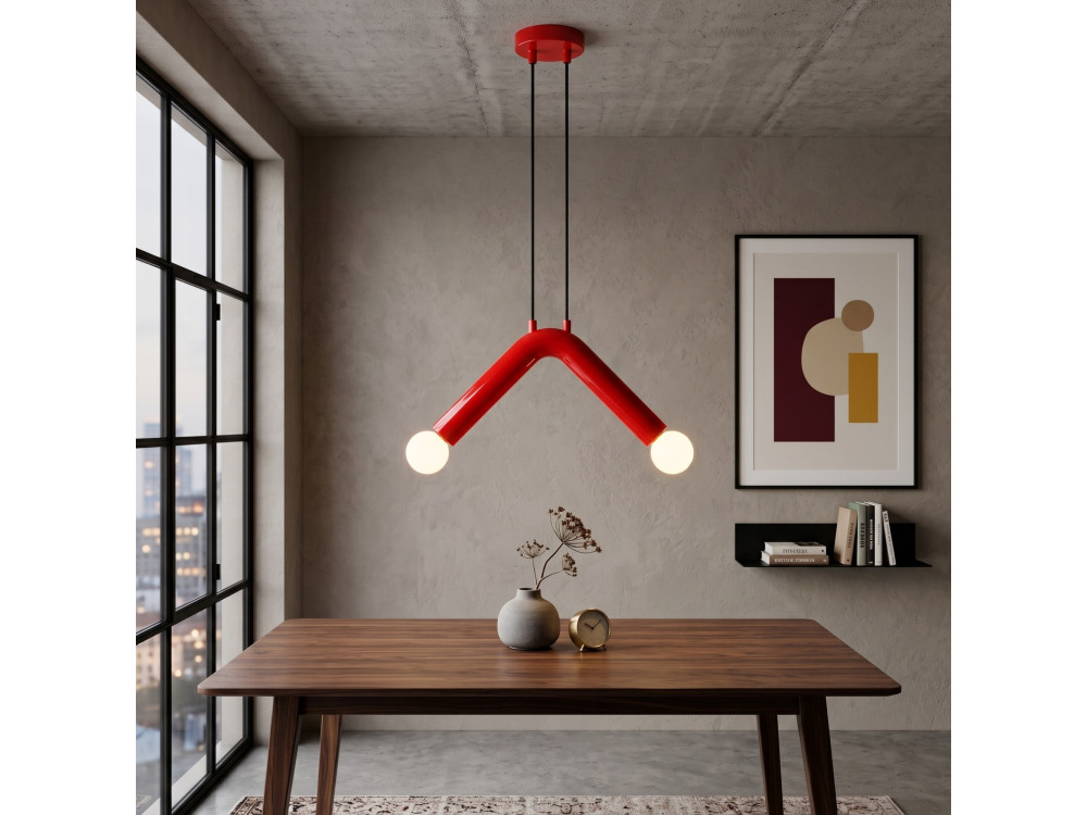 Lámpara colgante de metal «Balance» - 33 x 15 cm - Rojo