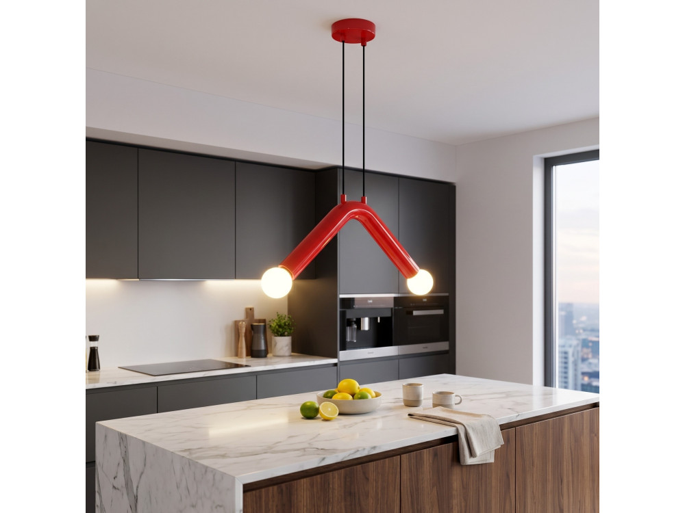 Lámpara colgante de metal «Balance» - 33 x 15 cm - Rojo