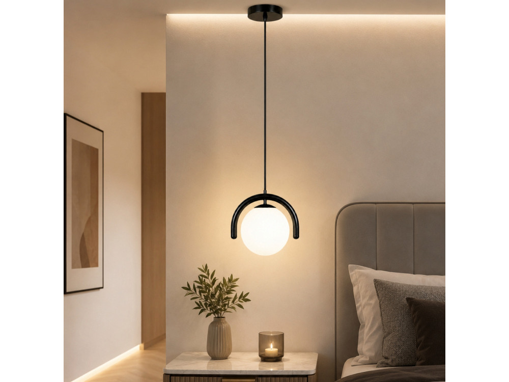 Lámpara colgante de metal «GEDIK-20441» - 20 x 20 cm - Negro