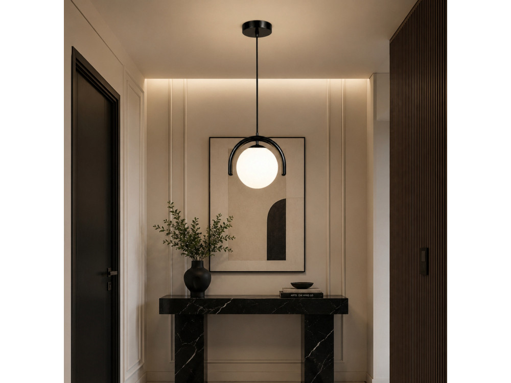 Lámpara colgante de metal «GEDIK-20441» - 20 x 20 cm - Negro