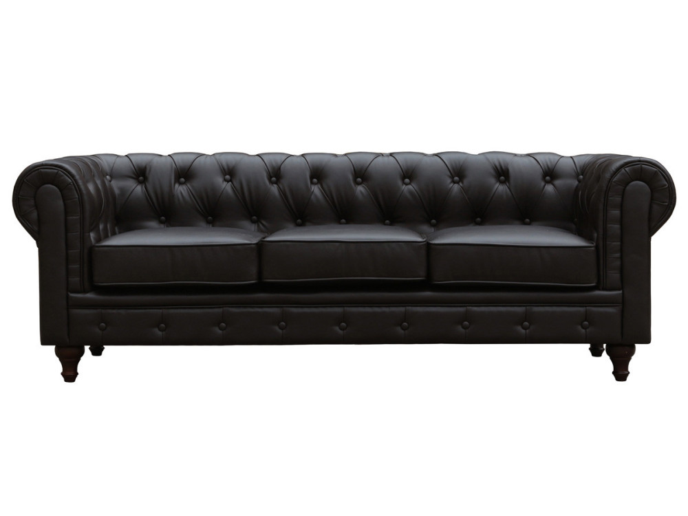 Sofá Chesterfield "Aliza"  3 plazas - Marron