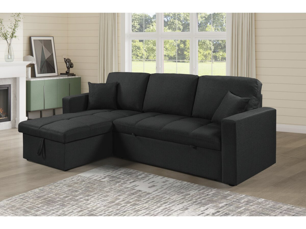 Sofá esquinero convertible/reversible estilo «bubble» «Alain» - 3 plazas - Negro