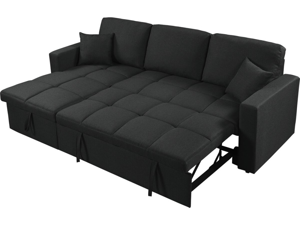 Sofá esquinero convertible/reversible estilo «bubble» «Alain» - 3 plazas - Negro