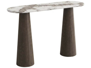 Mesa auxiliar de madera con tablero de cerámica «Zora» - 140 x 40 x 80 cm - Marrón