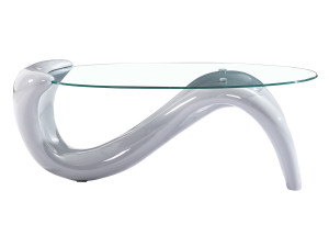 Mesa de centro oval "Maya" en fibra de vidrio - Gris