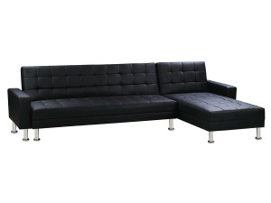 Sofá esquinero convertible y reversible "Theo" - 5 plazas - Negro