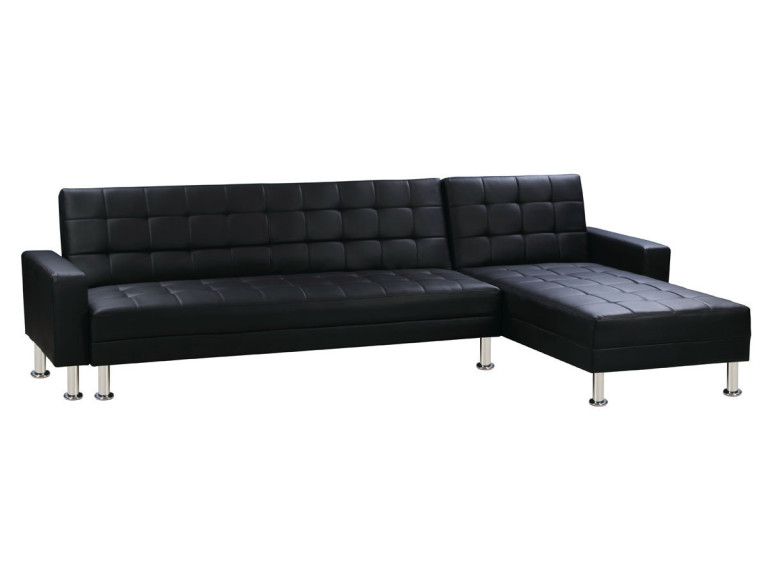 Sofá esquinero convertible y reversible "Theo" - 5 plazas - Negro
