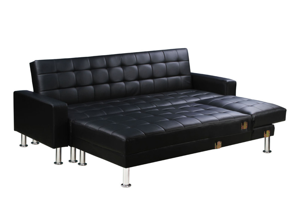 Sofá esquinero convertible y reversible "Theo" - 5 plazas - Negro