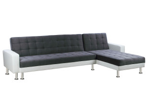 Sofá esquinero convertible y reversible "Theo" - 5 plazas - Blanco y gris