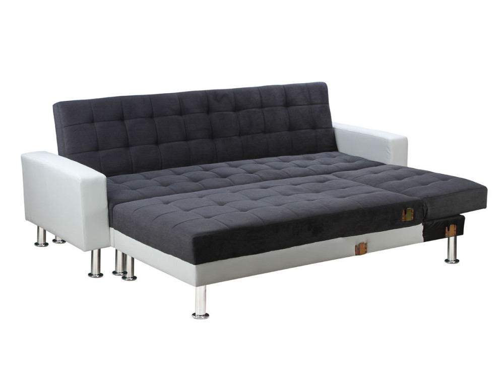Sofá esquinero convertible y reversible "Theo" - 5 plazas - Blanco y gris