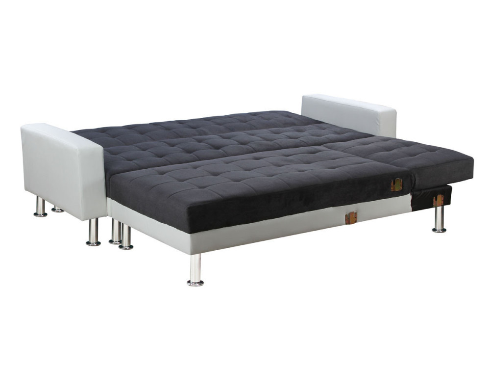 Sofá esquinero convertible y reversible "Theo" - 5 plazas - Blanco y gris