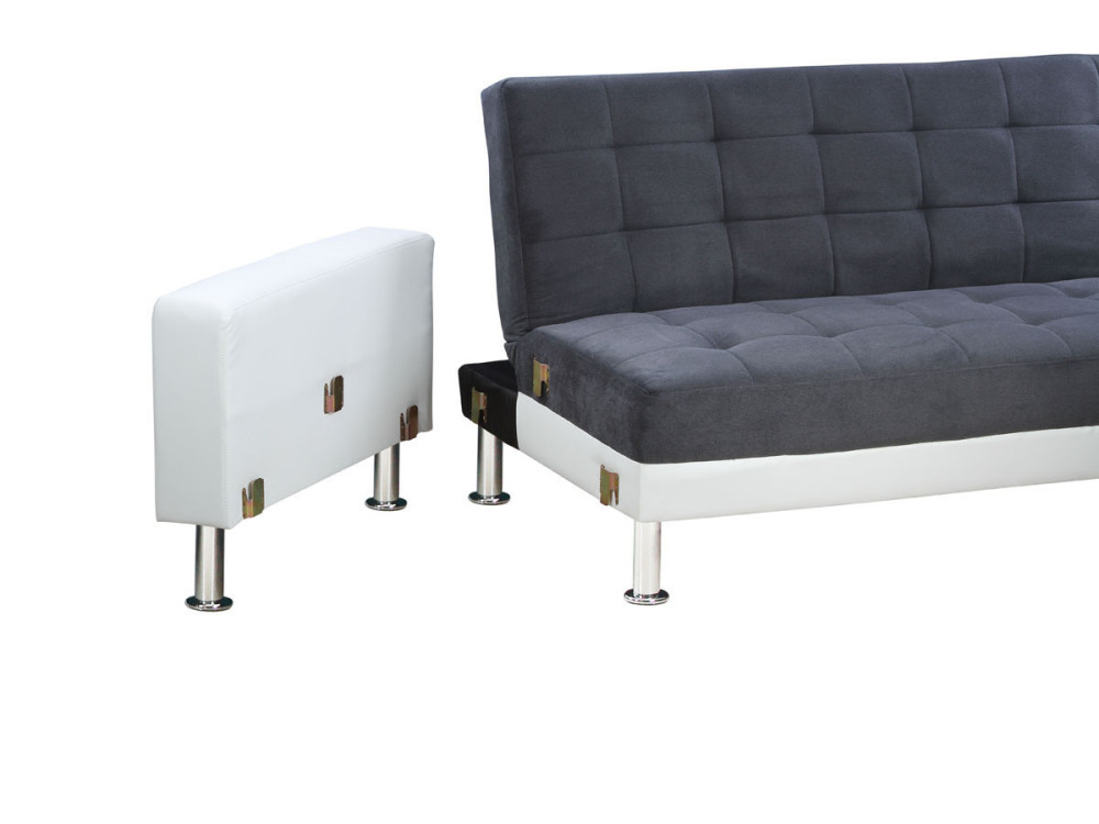 Sofá esquinero convertible y reversible "Theo" - 5 plazas - Blanco y gris