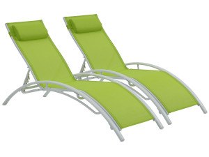Conjunto de dos tumbonas de aluminio Beauty - "Phoenix" - Verde