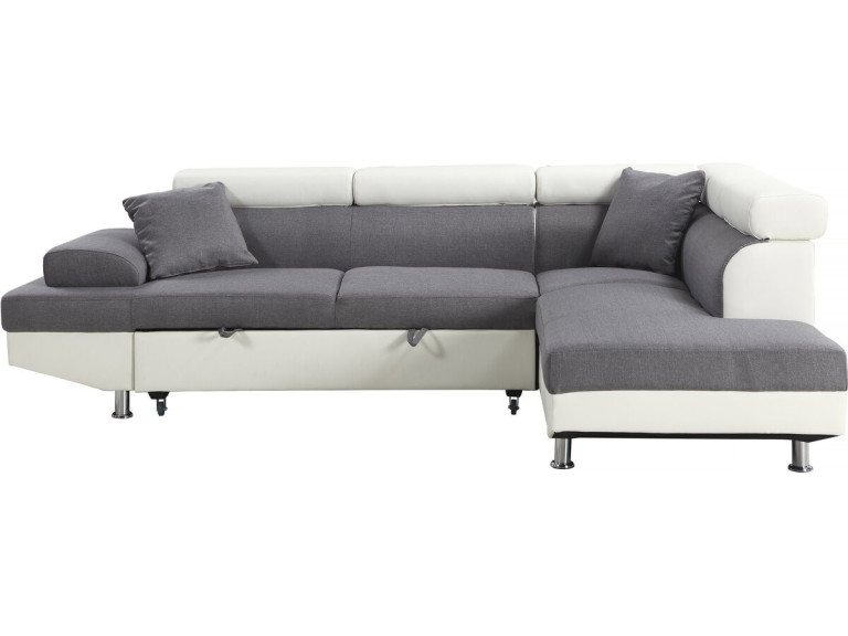 Sofá esquinero "Sophia luxe" - Blanco / Gris - Esquina derecha