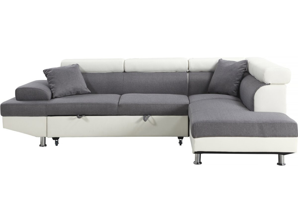 Sofá esquinero "Sophia luxe" - Blanco / Gris - Esquina derecha