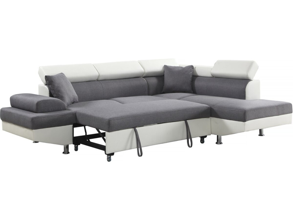 Sofá esquinero "Sophia luxe" - Blanco / Gris - Esquina derecha
