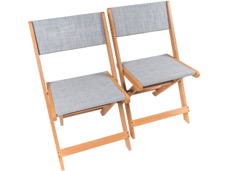 Conjunto de 2 Sillas plegables en madera exótica "Seoul" - Maple - Gris