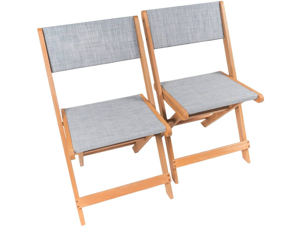 Conjunto de 2 Sillas plegables en madera exótica "Seoul" - Maple - Gris