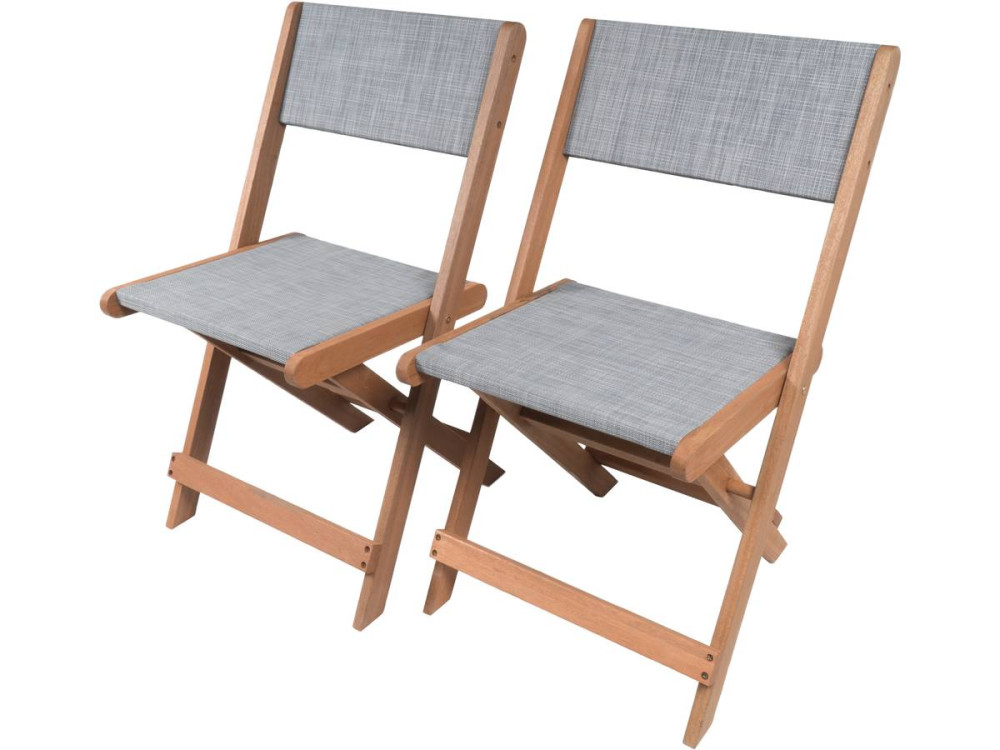 Conjunto de 2 Sillas plegables en madera exótica "Seoul" - Maple - Gris