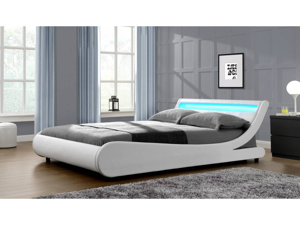 Cama LED "Natacha" - 140 x 190 cm - Blanco